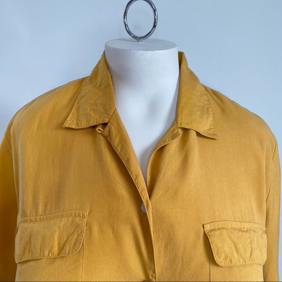 Vintage 90s Y2K mustard marigold silk blouse 1X - Picture 2 of 9
